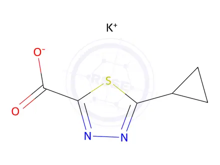 Chemical structure of Potassium 5-cyclopropyl-1,3,4-thiadiazole-2-carboxylate
