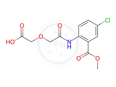 Chemical structure of Benzoic acid, 2-[[2-(carboxymethoxy)acetyl]amino]-5-chloro-, 1-methyl ester