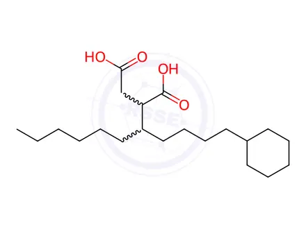 Chemical structure of 2(or 3)-carboxy-4-hexylcyclohexaneoctanoic acid