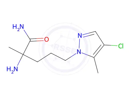 Chemical structure of 2-Amino-5-(4-chloro-5-methyl-1h-pyrazol-1-yl)-2-methylpentanamide