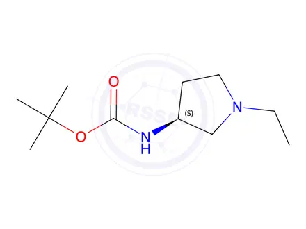 Chemical structure of (S)-tert-Butyl 1-ethylpyrrolidin-3-ylcarbamate
