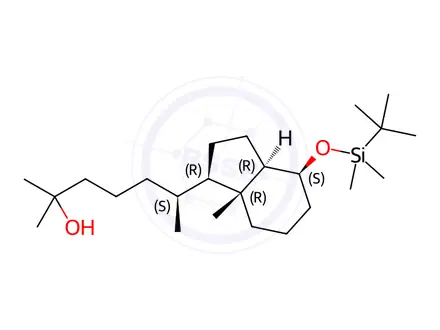 Chemical structure of 1H-Indene-1-pentanol, 4-[[(1,1-dimethylethyl)dimethylsilyl]oxy]octahydro-α,α,ε,7a-tetramethyl-, (εS,1R,3aR,4S,7aR)-
