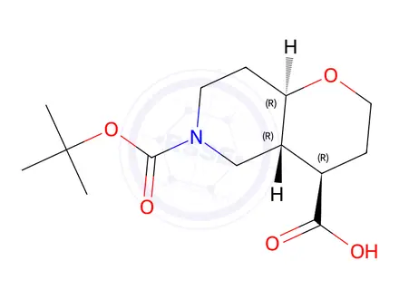 Chemical structure of Racemic-(4S,4aS,8aS)-6-(tert-butoxycarbonyl)octahydro-2H-pyrano[3,2-c]pyridine-4-carboxylic acid(WX111334)