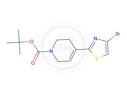 Chemical structure of tert-butyl 4-(4-bromothiazol-2-yl)-5,6-dihydropyridine-1(2H)-carboxylate