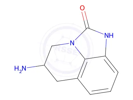 Chemical structure of 4H-Imidazo[4,5,1-ij]quinolin-2(1H)-one,5-amino-5,6-dihydro-(9CI)