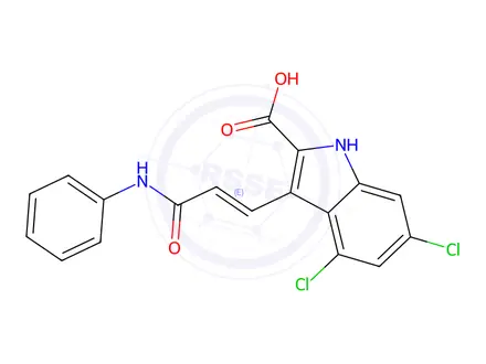 Chemical structure of 4,6-DICHLORO-3-[(1E)-3-OXO-3-(PHENYLAMINO)-1-PROPENYL]-1H-INDOLE-2-CARBOXYLIC ACID SODIUM SALT