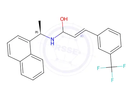 Chemical structure of (E)-1-(((R)-1-(Naphthalen-1-yl)ethyl)amino)-3-(3-(trifluoromethyl)phenyl)prop-2-en-1-ol