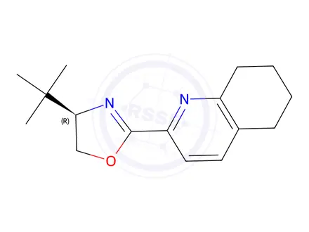 Chemical structure of Quinoline, 2-[(4R)-4-(1,1-dimethylethyl)-4,5-dihydro-2-oxazolyl]-5,6,7,8-tetrahydro-