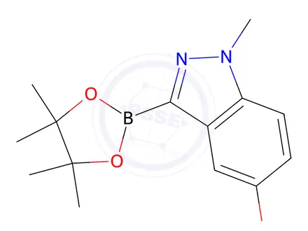 Chemical structure of 5-Methoxy-1-methyl-3-(4,4,5,5-tetramethyl-1,3,2-dioxaborolan-2-yl)-indazole