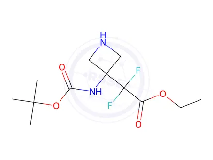 Chemical structure of ethyl 2-[3-(tert-butoxycarbonylamino)azetidin-3-yl]-2,2-difluoro-acetate