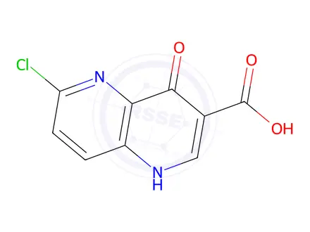 Chemical structure of 6-Chloro-4-oxo-1,4-dihydro-1,5-naphthyridine-3-carboxylic acid, 97%
