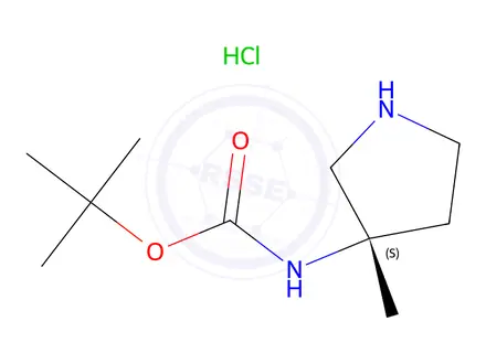 Chemical structure of tert-Butyl (S)-(3-methylpyrrolidin-3-yl)carbamate hydrochloride
