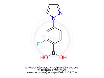 Chemical structure of (2-Fluoro-4-(1H-pyrazol-1-yl)phenyl)boronic acid