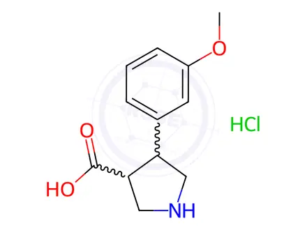 Chemical structure of 4-(3-Methoxyphenyl)pyrrolidine-3-carboxylic acid hydrochloride