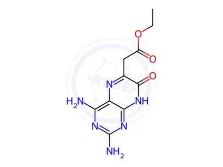 Chemical structure of 2,4-Diamino-7-hydroxy-6-pteridineacetic Acid Ethyl Ester