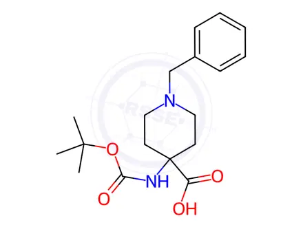 Chemical structure of 1-benzyl-4-((tert-butoxycarbonyl)amino)piperidine-4-carboxylic acid