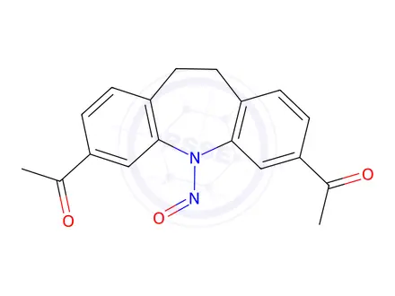Chemical structure of 1,1'-(5-nitroso-10,11-dihydro-5H-dibenzo[b,f]azepine-3,7-diyl)diethanone