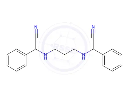 Chemical structure of 2-[3-[(cyano-phenyl-methyl)amino]propylamino]-2-phenyl-acetonitrile