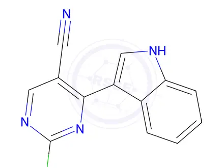Chemical structure of 2-Chloro-4-(1H-indol-3-yl)pyrimidine-5-carbonitrile