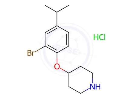 Chemical structure of 4-(2-Bromo-4-isopropylphenoxy)piperidine hydrochloride