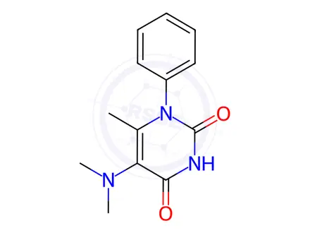 Chemical structure of Uracil, 5-(dimethylamino)-6-methyl-1-phenyl-