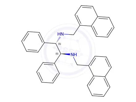 Chemical structure of (1S,2S)-N,N'-Bis(1-naphthalenylmethyl)-1,2-diphenyl-1,2-ethanediamine
