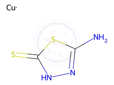 Chemical structure of thiediazole-copper