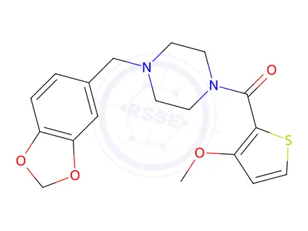 Chemical structure of 1-[(2H-1,3-Benzodioxol-5-yl)methyl]-4-(3-methoxythiophene-2-carbonyl)piperazine