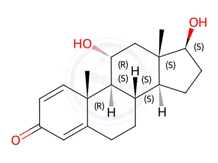 Chemical structure of (8S,9S,10S,11R,13S,14S,17S)-11,17-dihydroxy-10,13-dimethyl-6,7,8,9,11, 12,14,15,16,17-decahydrocyclopenta[a]phenanthren-3-one