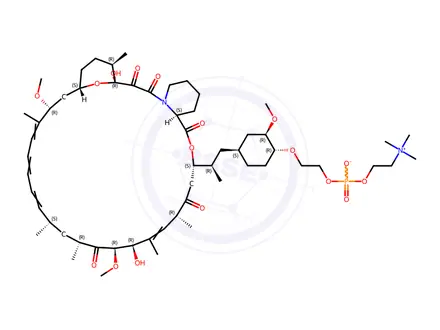 Chemical structure of 42-O-[2-[[Hydroxy[2-(trimethylammonio)ethoxy]phosphinyl]oxy]ethyl]Rapamycin Inner Salt >75%
