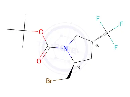 Chemical structure of Tert-butyl (2S,4R)-2-(bromomethyl)-4-(trifluoromethyl)pyrrolidine-1-carboxylate