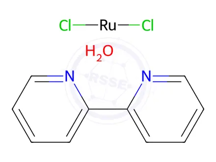 Chemical structure of cis-Bis(2,2 inverted exclamation marka-bipyridine)dichlororuthenium(II) hydrate