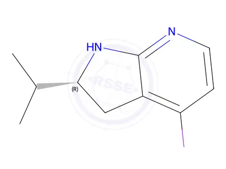 Chemical structure of (R)-4-iodo-2-isopropyl-2,3-dihydro-1H-pyrrolo[2,3-b]pyridine