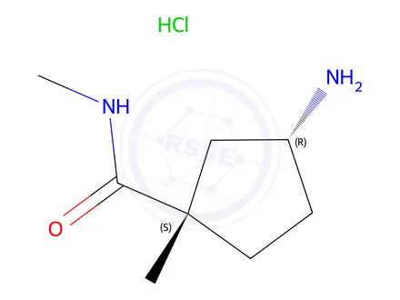 Chemical structure of (1s,3r)-3-Amino-n,1-dimethyl-cyclopentanecarboxamidehydrochloride