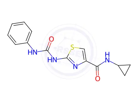 Chemical structure of N-Cyclopropyl-2-(3-phenylureido)thiazole-4-carboxamide