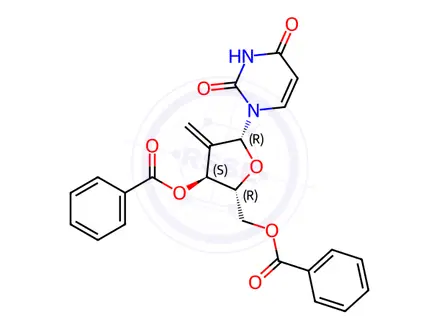 Chemical structure of Uridine, 2'-deoxy-2'-methylene-, 3',5'-dibenzoate