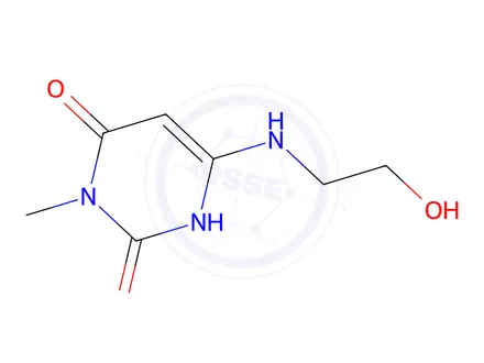 Chemical structure of 3-Methyl-6-(2-hydroxyethylamino)uracil