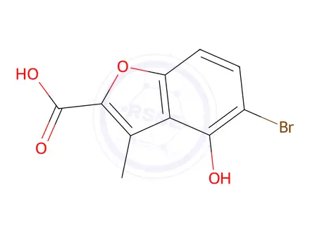 Chemical structure of 5-Bromo-4-hydroxy-3-methylbenzofuran-2-carboxylic acid