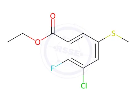 Chemical structure of Benzoic acid, 3-chloro-2-fluoro-5-(methylthio)-, ethyl ester