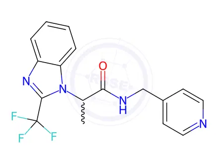 Chemical structure of N-(pyridin-4-ylmethyl)-2-(2-(trifluoromethyl)-1H-benzo[d]imidazol-1-yl)propanamide