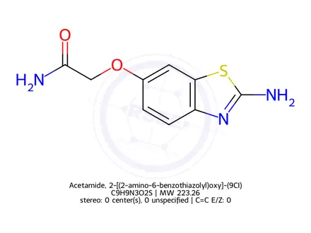 Chemical structure of Acetamide, 2-[(2-amino-6-benzothiazolyl)oxy]-(9CI)