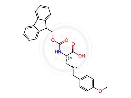 Chemical structure of Fmoc-(S)-4-methoxybenzyl selenocysteine