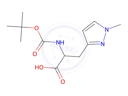 Chemical structure of 2-[(tert-butoxy)carbonyl]amino-3-(1-methyl-1H-pyrazol-3-yl)propanoic acid