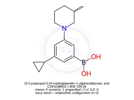 Chemical structure of (3-Cyclopropyl-5-(3-methylpiperidin-1-yl)phenyl)boronic acid