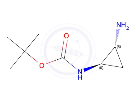 Chemical structure of tert-butyl N-[(1R,2R)-2-aminocyclopropyl]carbamate