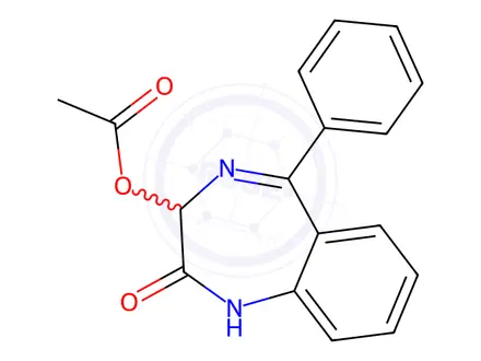 Chemical structure of ACETIC ACID 2-OXO-5-PHENYL-2,3-DIHYDRO-1H-BENZO[E][1,4]DIAZEPIN-3-YL ESTER