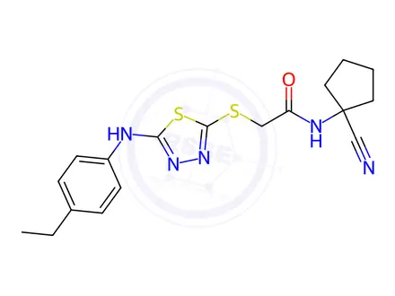 Chemical structure of N-(1-Cyanocyclopentyl)-2-((5-((4-ethylphenyl)amino)-1,3,4-thiadiazol-2-yl)thio)acetamide