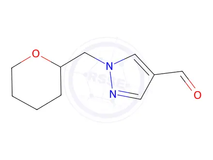 Chemical structure of 1-((Tetrahydro-2H-pyran-2-yl)methyl)-1H-pyrazole-4-carbaldehyde