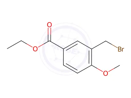 Chemical structure of Benzoic acid, 3-(bromomethyl)-4-methoxy-, ethyl ester