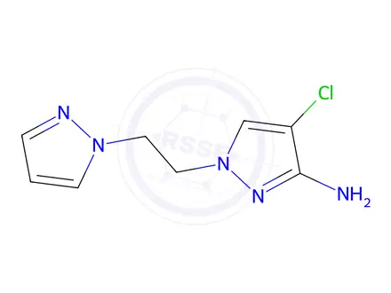 Chemical structure of 1-(2-(1h-Pyrazol-1-yl)ethyl)-4-chloro-1h-pyrazol-3-amine